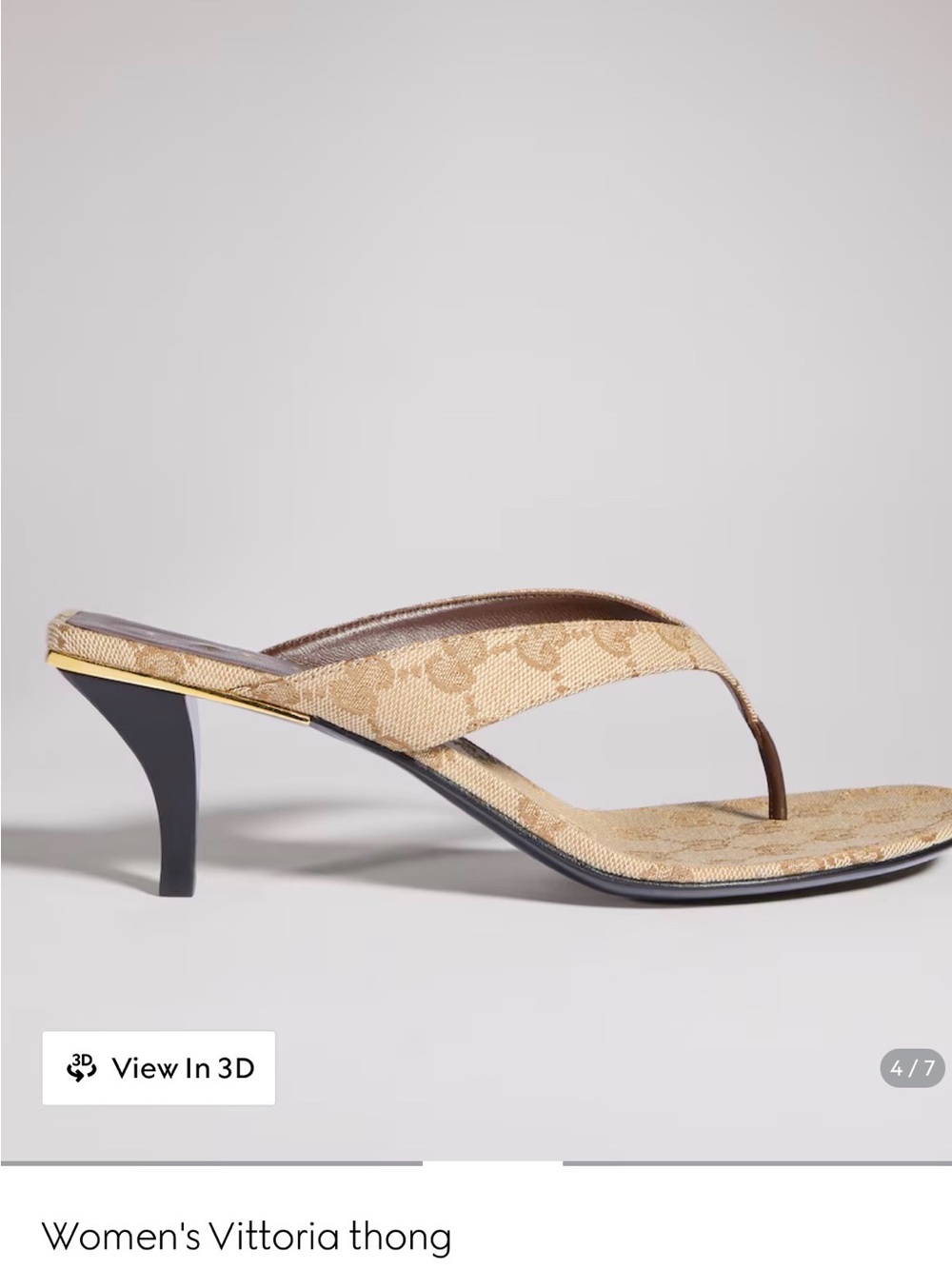 Brand NWT Gucci Beige Monogram Vittoria Thong Sandal